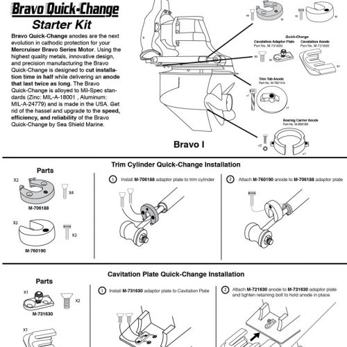 MerCruiser Bravo 1 Quick-Change Complete Anode Kit 1988-Present (Zinc ...