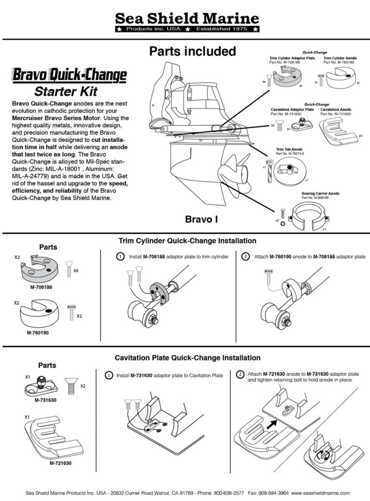 MerCruiser Bravo 1 Quick-Change Complete Anode Kit 1988-Present (Zinc ...