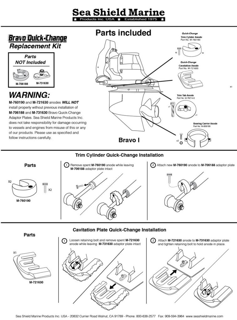 MerCruiser Bravo 1 Quick-Change Replacement Anode Kit 1988-Present ...